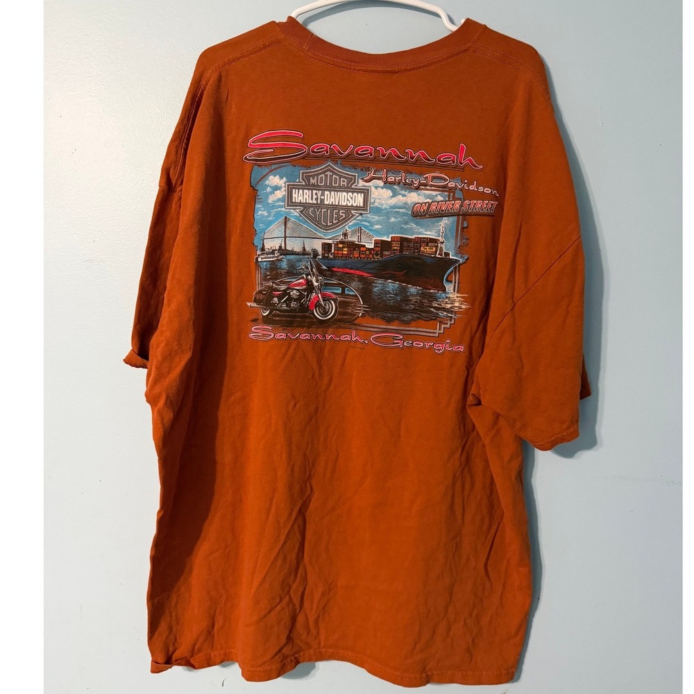 Harley-Davidson Men's 3XL Savannah Georgia Orange Biker Graphic Tee Cotton 0834